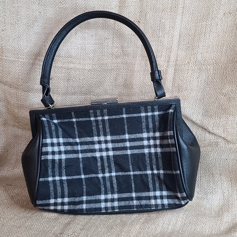 Purse unbranded flannel plaid black faux leather - Picture 1 of 10